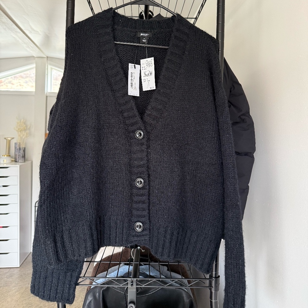 Nasty Gal Black Buttoned Sweater